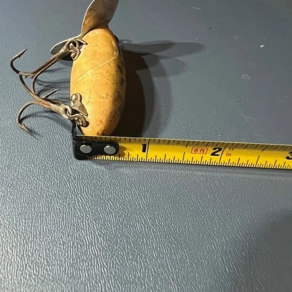2 Vintage Fred Arbogast Jitterbug Fishing Lures Frog Pattern Topwater Bass Akron